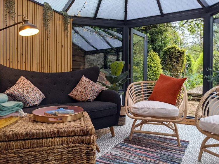 Fern Cottage enclosed garden with outdoor seating, Great Strickland