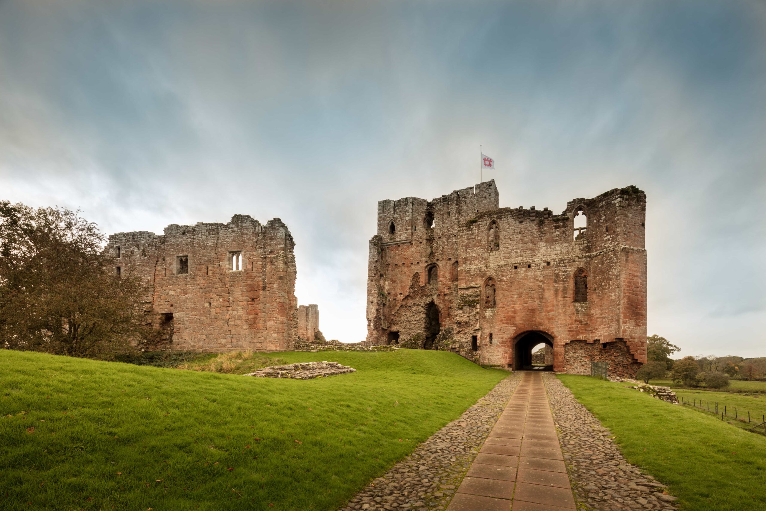 Brougham Castle ruins near Penrith, a historic red sandstone castle in the Lake District