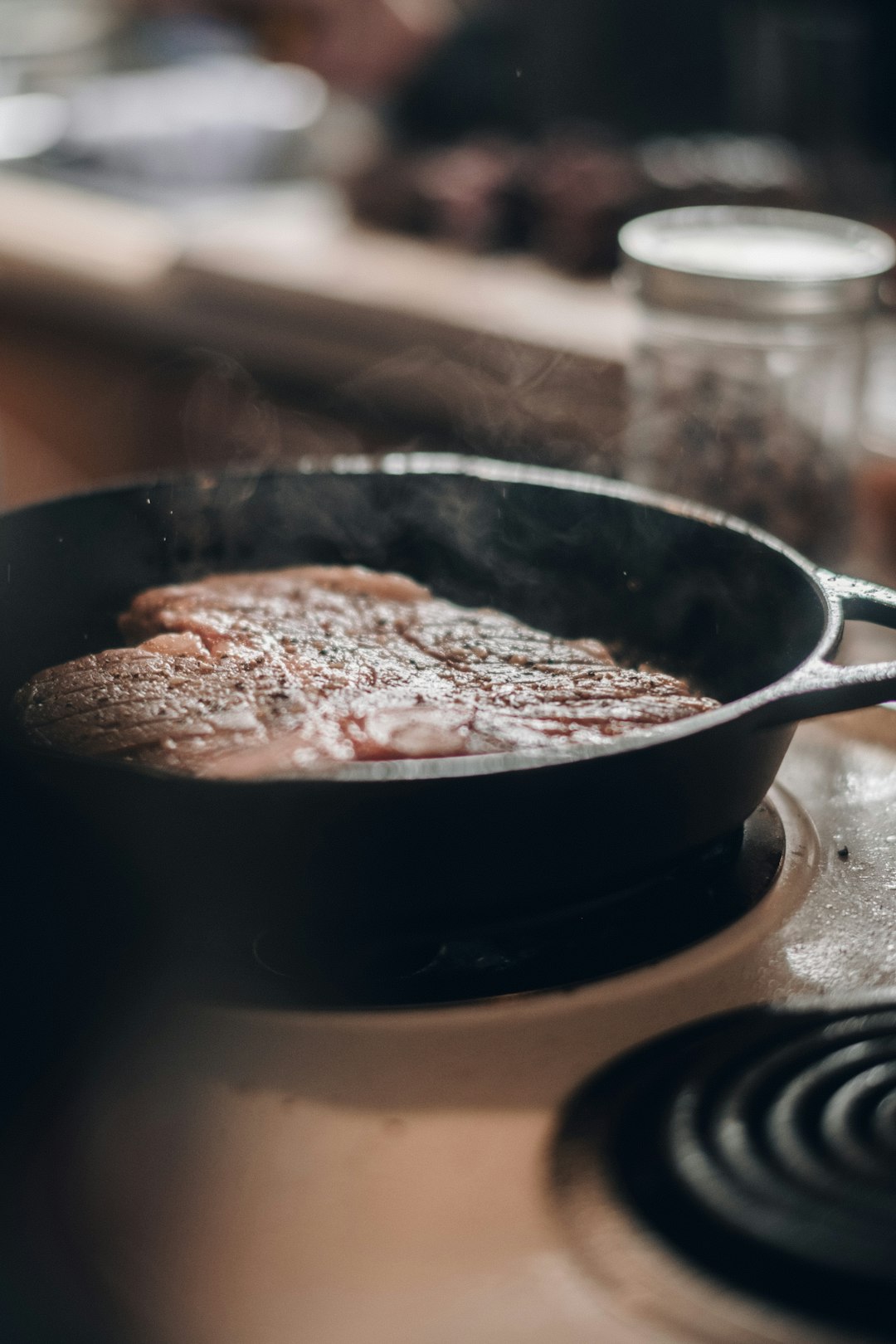 Fresh food cooking in a frying pan, farm-to-table style